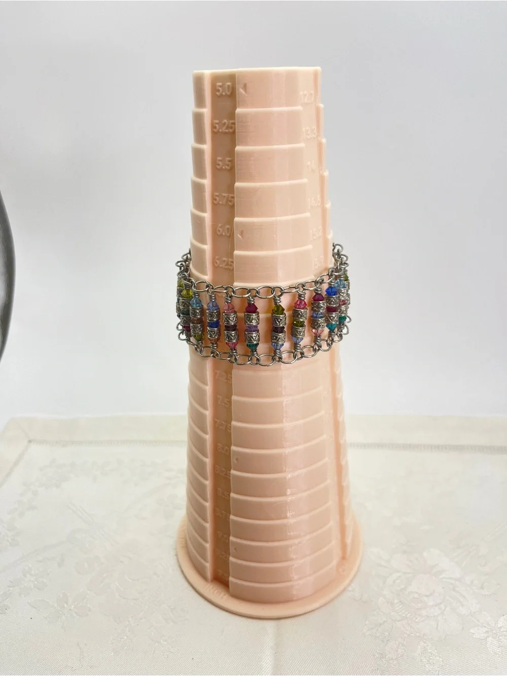 Vintage Multicolor Beaded Chain Bracelet - Silver Tone magnetic closure